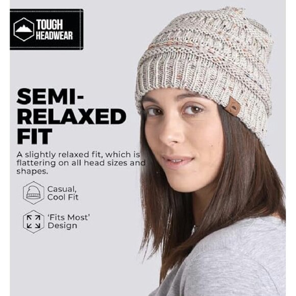 Cable Knit Slouchy Beanie - Premium Acrylic Winter Hat - Women's Warm Hat - Picture 5 of 8